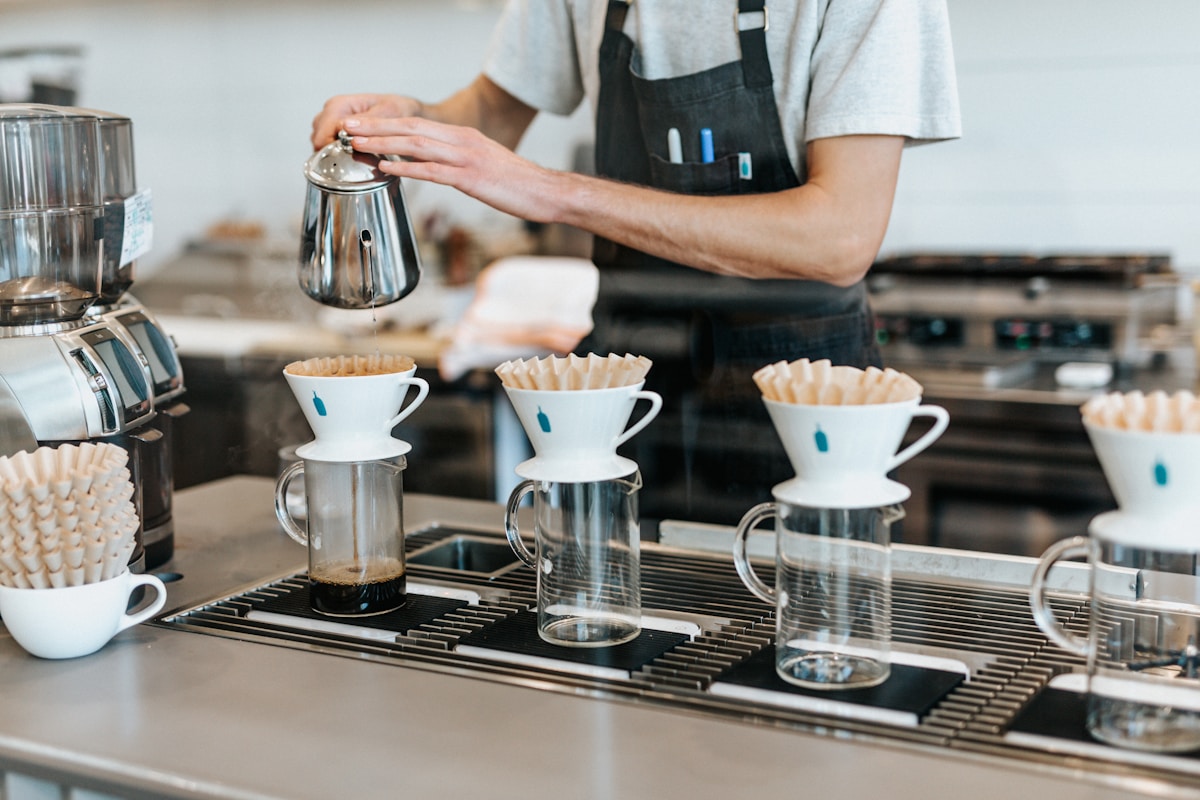 Coffee being poured into a cup